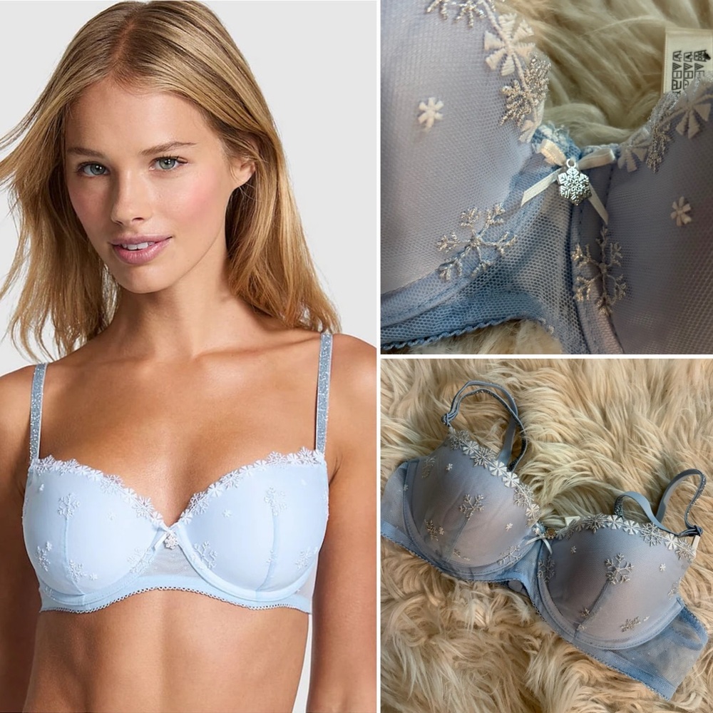 PINK Victoria’s Secret Snowflake Shimmery Bra